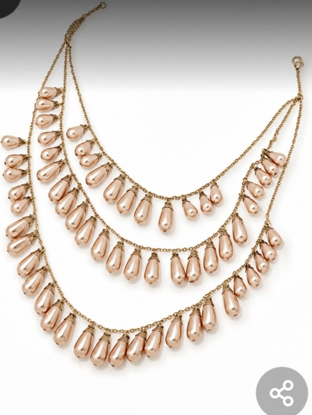 Isaac Mizrahi Live! Champagne Faux Pearl Layered Necklace NWT